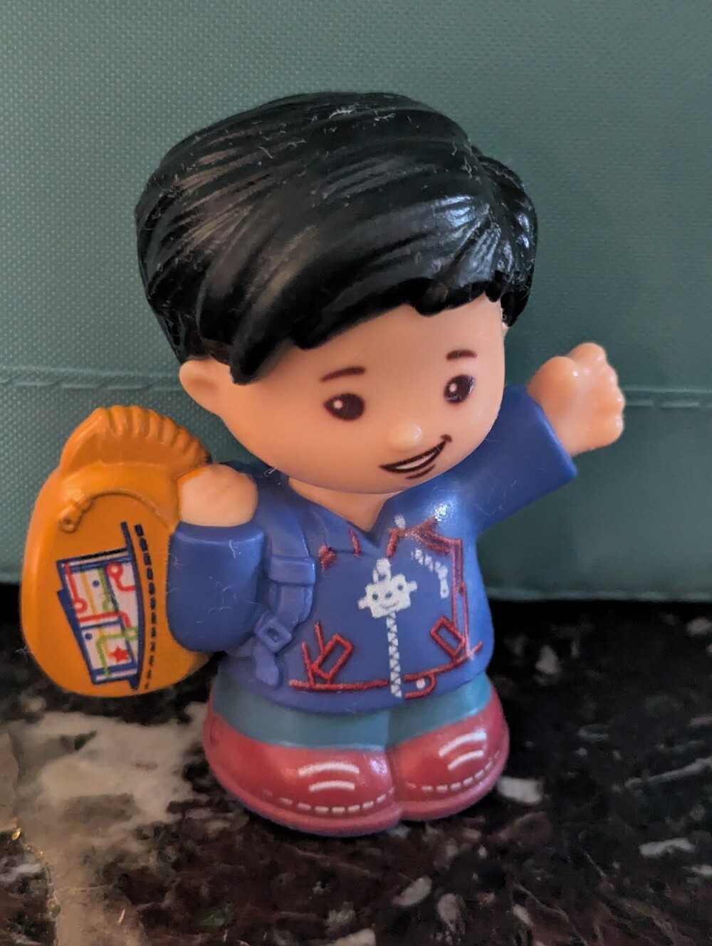 Little People - Blue Jacket Kids Figure Toy with Orange Backpack